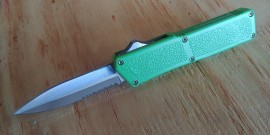 Lightning Zombie Green D/A OTF Automatic Knife Satin Dagger Serrated