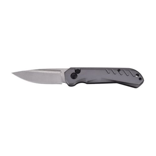 8" Lightweight CNC Machined Gray Automatic Knife Satin Blade