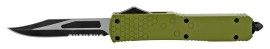Lizard Green 8.5" OTF Automatic Knife Black Drop Point Serrated