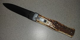 Mikov Predator 241 Stag Lever Lock Automatic Knife Black Dagger