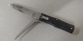 Mikov Predator Dark Horn Leverlock Automatic Knife Sawblade Dagger