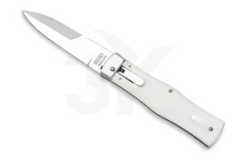 Mikov Predator White Lever Lock Automatic Knife Satin Bayo