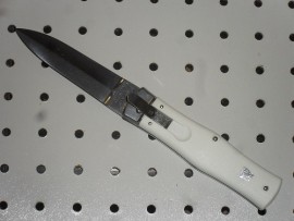 Mikov White Leverlock Automatic Knife - Satin Dagger
