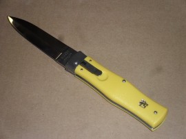 Mikov Yellow Leverlock Automatic Knife Satin Dagger