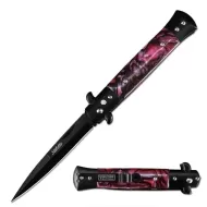 Milano 9" Stiletto Armed Force Tactical Automatic Knife Red Marble