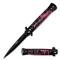 Milano 9" Stiletto Armed Force Tactical Automatic Knife Red Marble