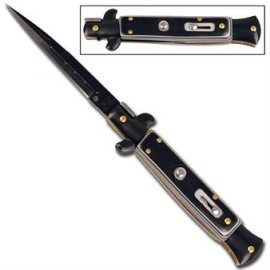 Milano Automatic Stealth Stiletto White Black Switchblade Knife