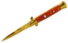 Milano Wood Stiletto Automatic Knife Gold Bayo 9 Inch