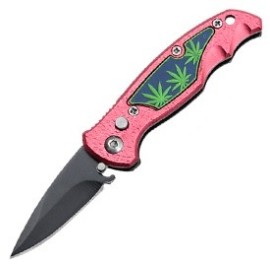 Mini Marijuana Automatic Knife Red