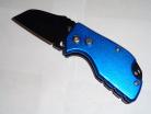 7" Mini Pocket Rocket Blue Automatic Knife Black Sheepsfoot