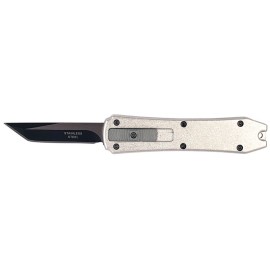 Mini Vampire Silver OTF Automatic Knife Black Tanto