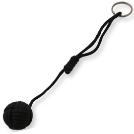 Monkey Fist Large Self Defense Black Paracord Keychain