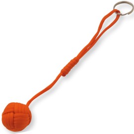 Monkey Fist Small Self Defense Orange Paracord Keychain