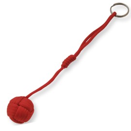 Monkey Fist Small Self Defense Red Paracord Keychain