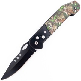 Mossy Oak Low Cost Automatic Knife Black Drop Point