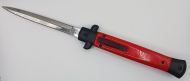 Old School Mago 11" Red Stiletto D/A OTF Automatic Knife Satin Dagger