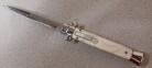 Old School Mago 11" White Pearl Stiletto D/A OTF Automatic Knife Satin Bayo
