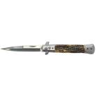 Classic Milano Stag-Horn 9" Stiletto Folding Blade Automatic Open Pocket Knife