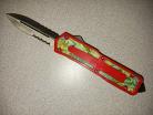 Old Stock Titan Red Abalone Automatic Knife Dagger Serrated