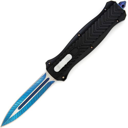 On the Rise Automatic OTF Black Out the Front Knife Blue Dagger