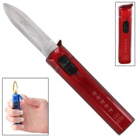 Out The Front OTF Butane Lighter Automatic Knife Red