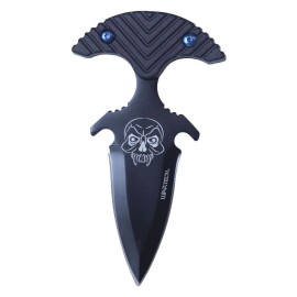 8 Inch Skull Palm Push Dagger Punch Knife Black