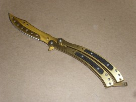 Pirate Balisong Gold 9" Heavy Folding Butterfly Knife