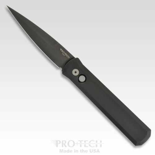 Pro-Tech Godfather Automatic Knife Black AL Spear Point (4" DLC Black)