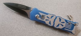 Punisher Blue Side Opening Automatic Knife Black Dagger