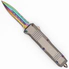 Ranger 6.75" D/A OTF Silver Automatic Knife Damascus Titanium Serrated Dagger