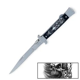 Rebel Edge Assassin Skull Stiletto Folding Knife