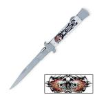 Rebel Edge Tribal Skull Stiletto Folding Knife