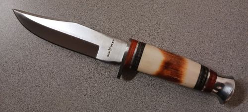 Red Deer Hunting Knife Burnt Bone Handle