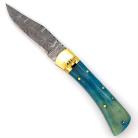 Roughneck Driller Blue Bone Handcrafted Automatic Lever Lock Knife