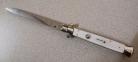 SKM 11" Pearl White Stiletto Automatic Knife Satin Flat Grind