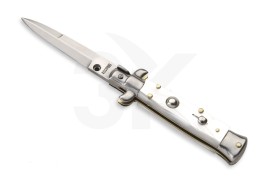 SKM 5.5" Imitation Pearl Stiletto Automatic Knife Satin Bayo