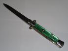 SKM 8.75" Green Pearlex Stiletto Automatic Knife Satin Flat Grind