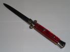 SKM 8.75" Red Pearlex Stiletto Automatic Knife Satin Flat Grind