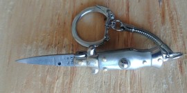 SKM Imitation Pearl 2.75" Stiletto Automatic Knife Satin Flat Keychain