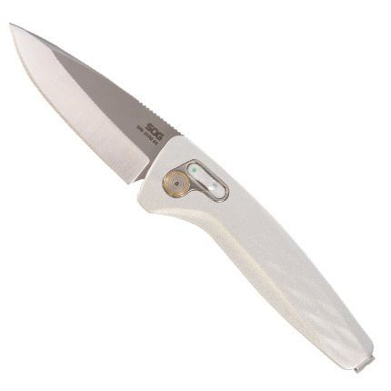 SOG One-Zero AU Automatic Knife Silver + Chrome