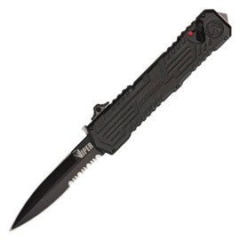 Schrade Viper Assisted OTF Knife Black Spear Point Serrated