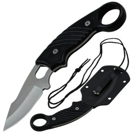 Shadow Ops Black Neck Knife Satin Drop Point 