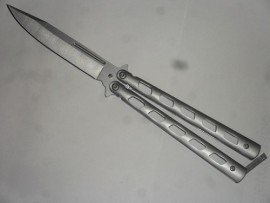 Apollo 9 Inch Silver Heavy Balisong Butterfly Knife