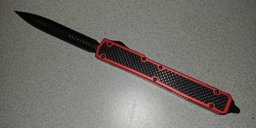 Special 10" Red Carbon D/A OTF Automatic Knife Black Dagger