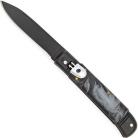 Stainless Black Automatic Lever Lock Knife Black Pearl