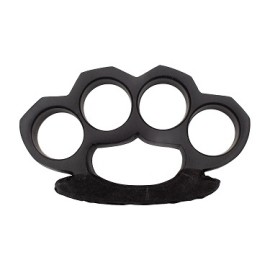 Steam Punk Black Brass Knuckles Paper Weight Black Leather