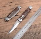 Stud Lever Lock Brown Automatic Knife Satin Bayo