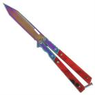 Sunset Red Heavy Balisong Butterfly Knife Titanium Tanto
