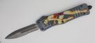 Swimsuit Pin Up Girl D/A OTF Automatic Knife Damascus Dagger Serrated