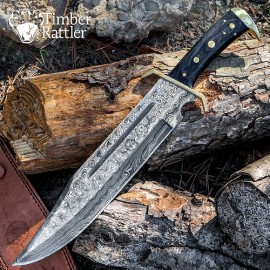 Timber Rattler Western Outlaw Damascus Bowie Knife